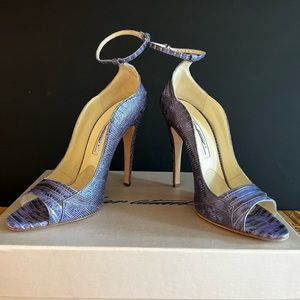 Snakeskin Design Leather Heels